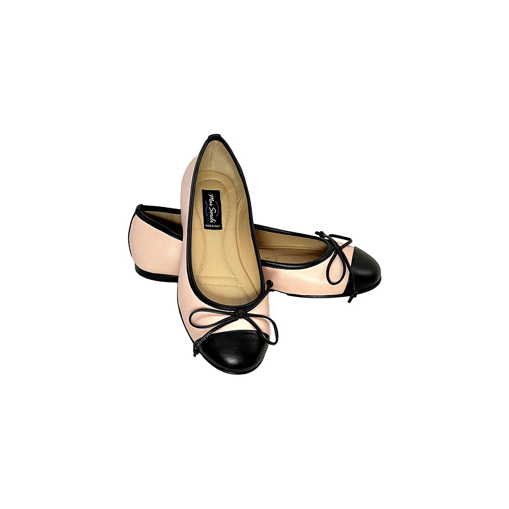 Avely Nappa 2 Tone Cap Toe Flat Powder Pink/Black