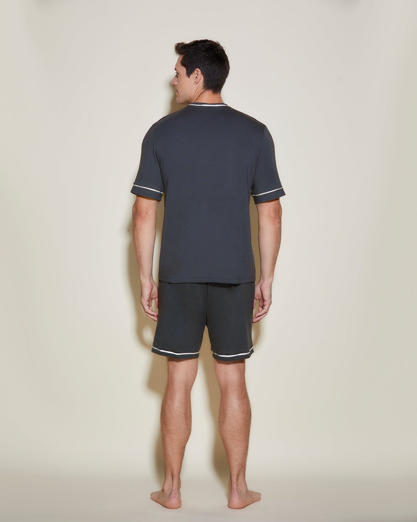 Gray Men Sets - Bella Men'S Short Sleeve Top And Shorts