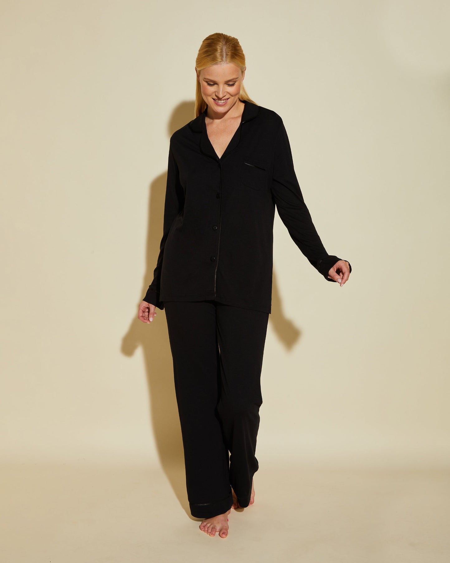 Black Set - Bella Long Sleeve Top & Pant Pajama Set