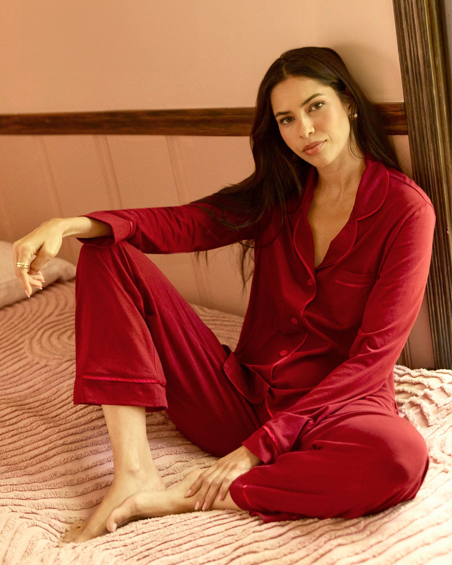 Red Set - Bella Long Sleeve Top & Pant Pajama Set