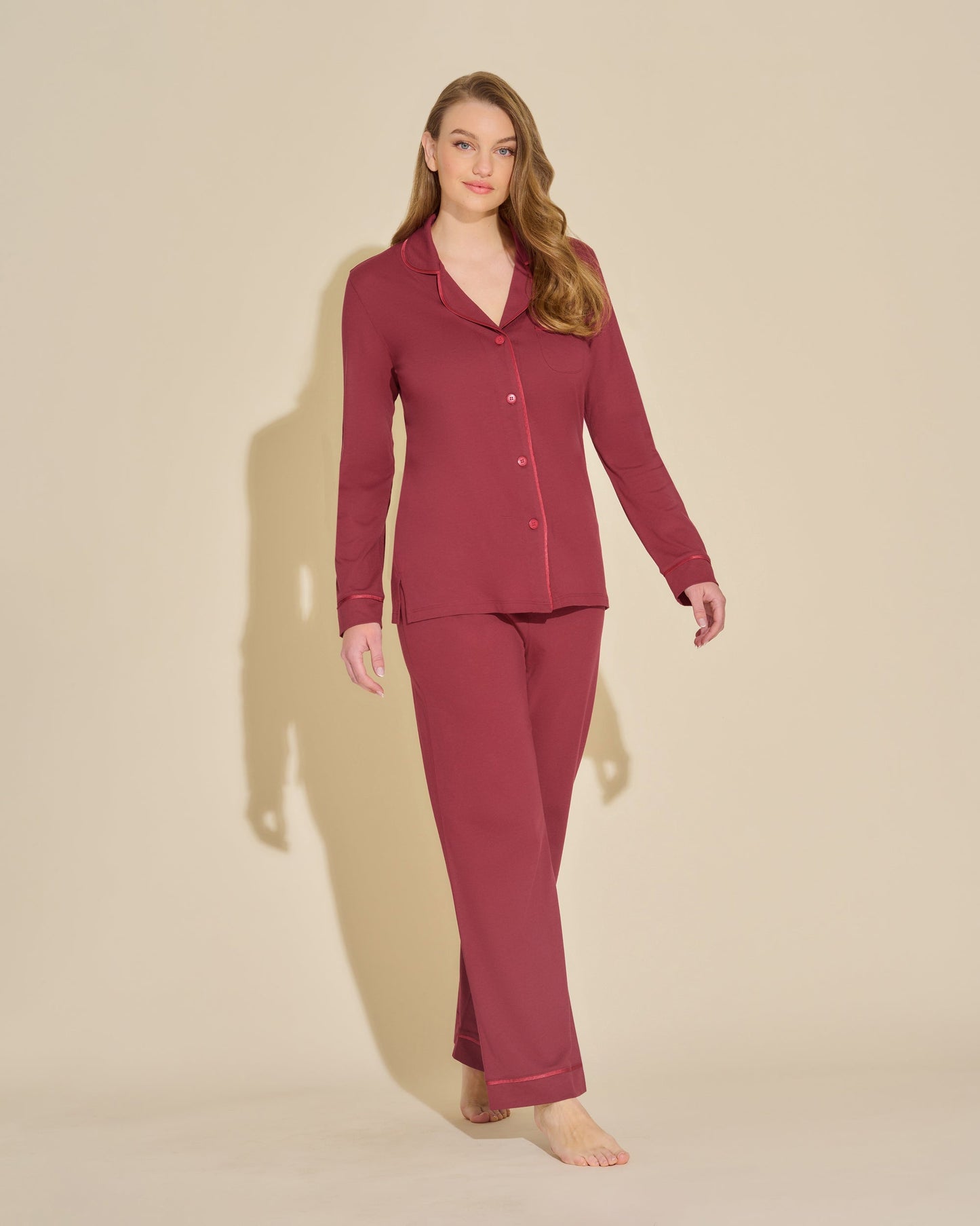 Red Set - Bella Long Sleeve Top & Pant Pajama Set