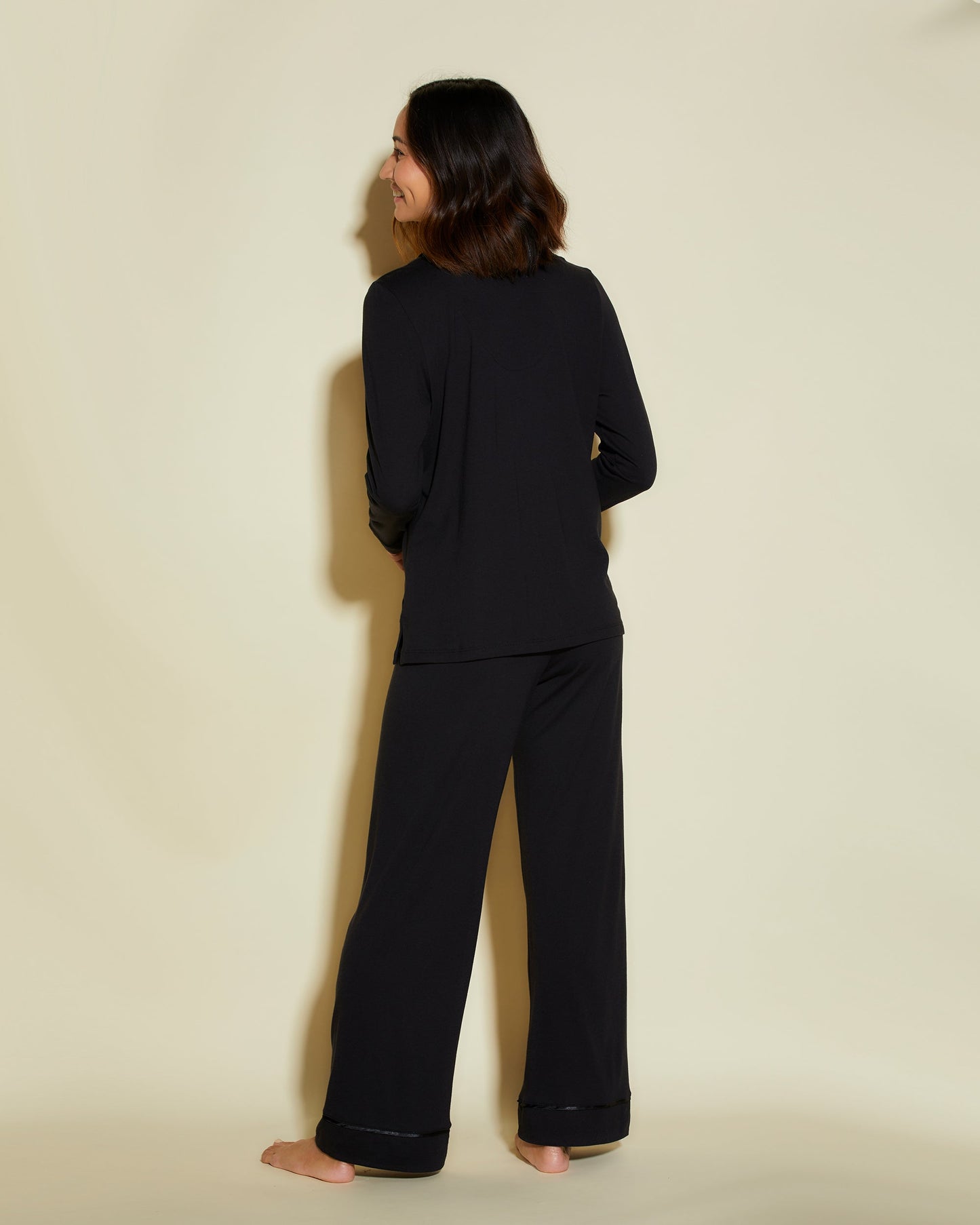 Black Set - Bella Petite Long Sleeve Top & Pant Pajamas