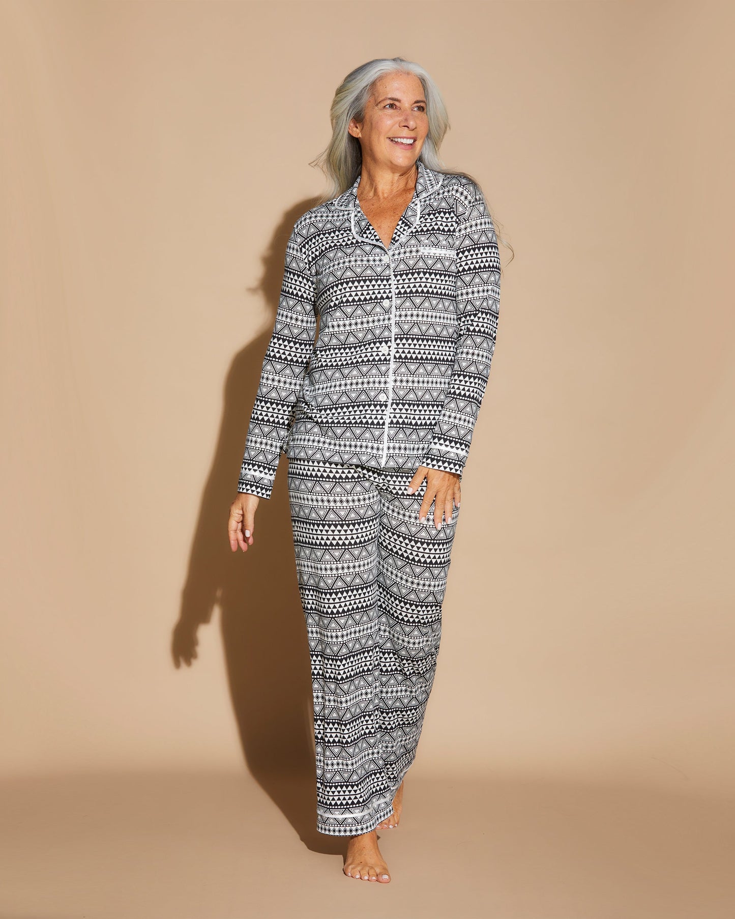 Print Set - Bella Printed Long Sleeve Top & Pant Pajamas