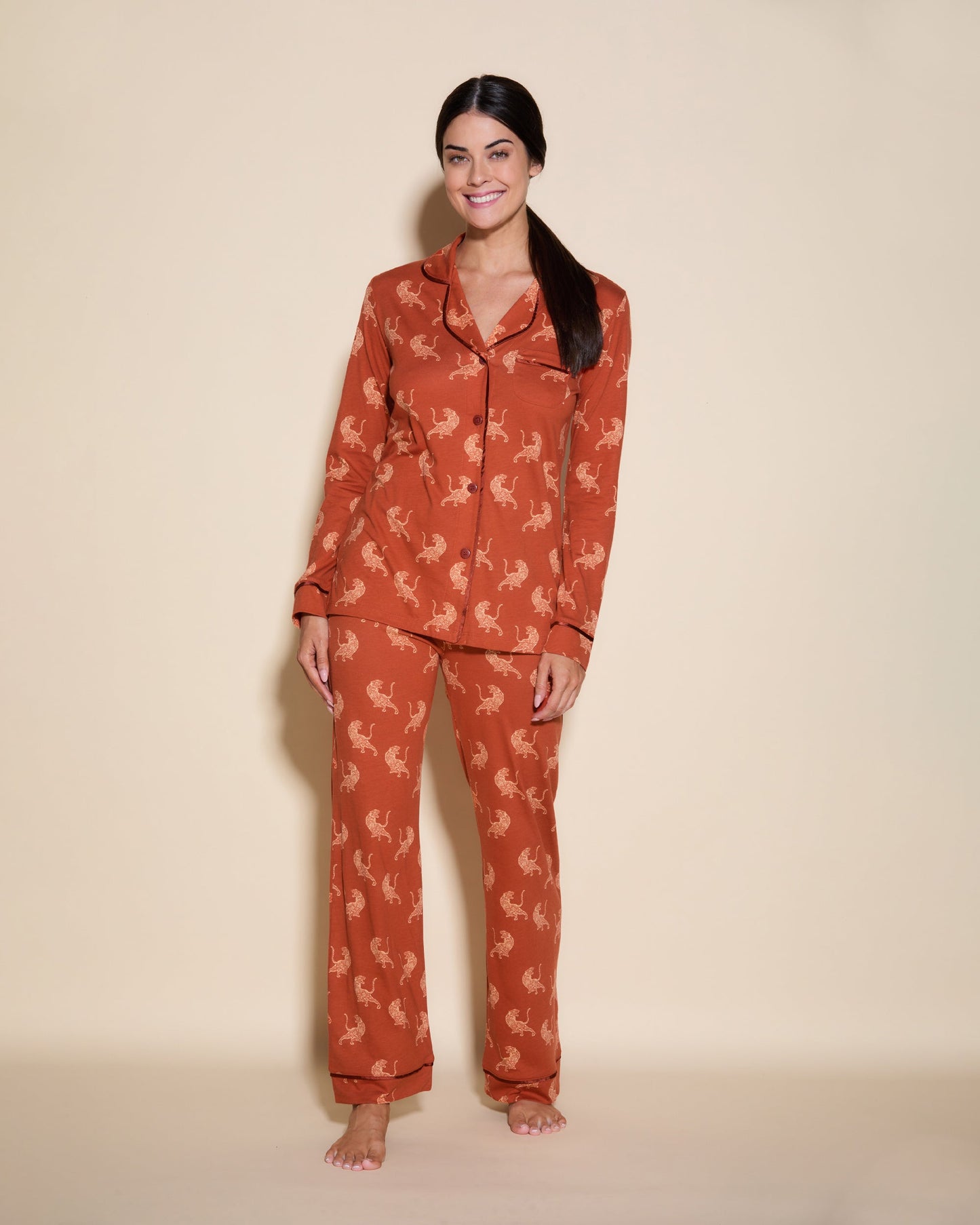 Print Set - Bella Printed Long Sleeve Top & Pant Pajamas