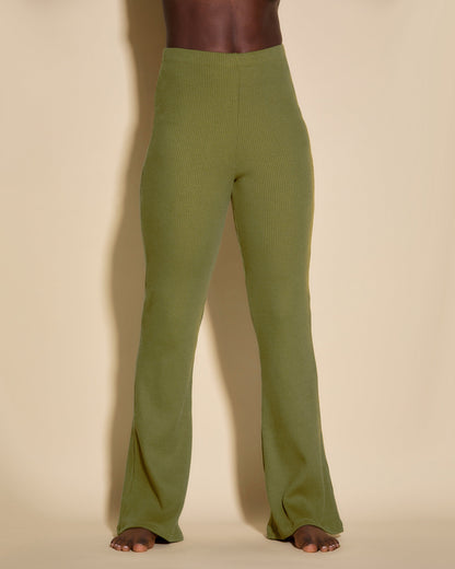 Green Pant - Britt High Waisted Wide Leg Pant