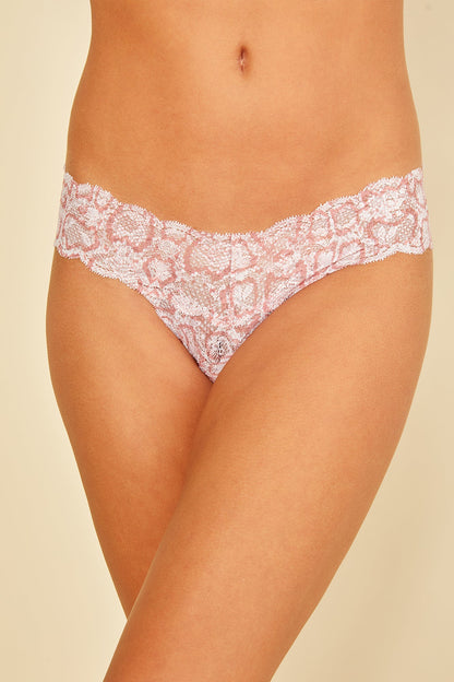 Pink Thong - Never Say Never Printed Cutie Low Rise Thong