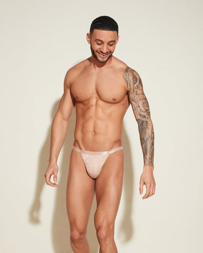 Beige Mens Thong - Never Say Never Italian Thong