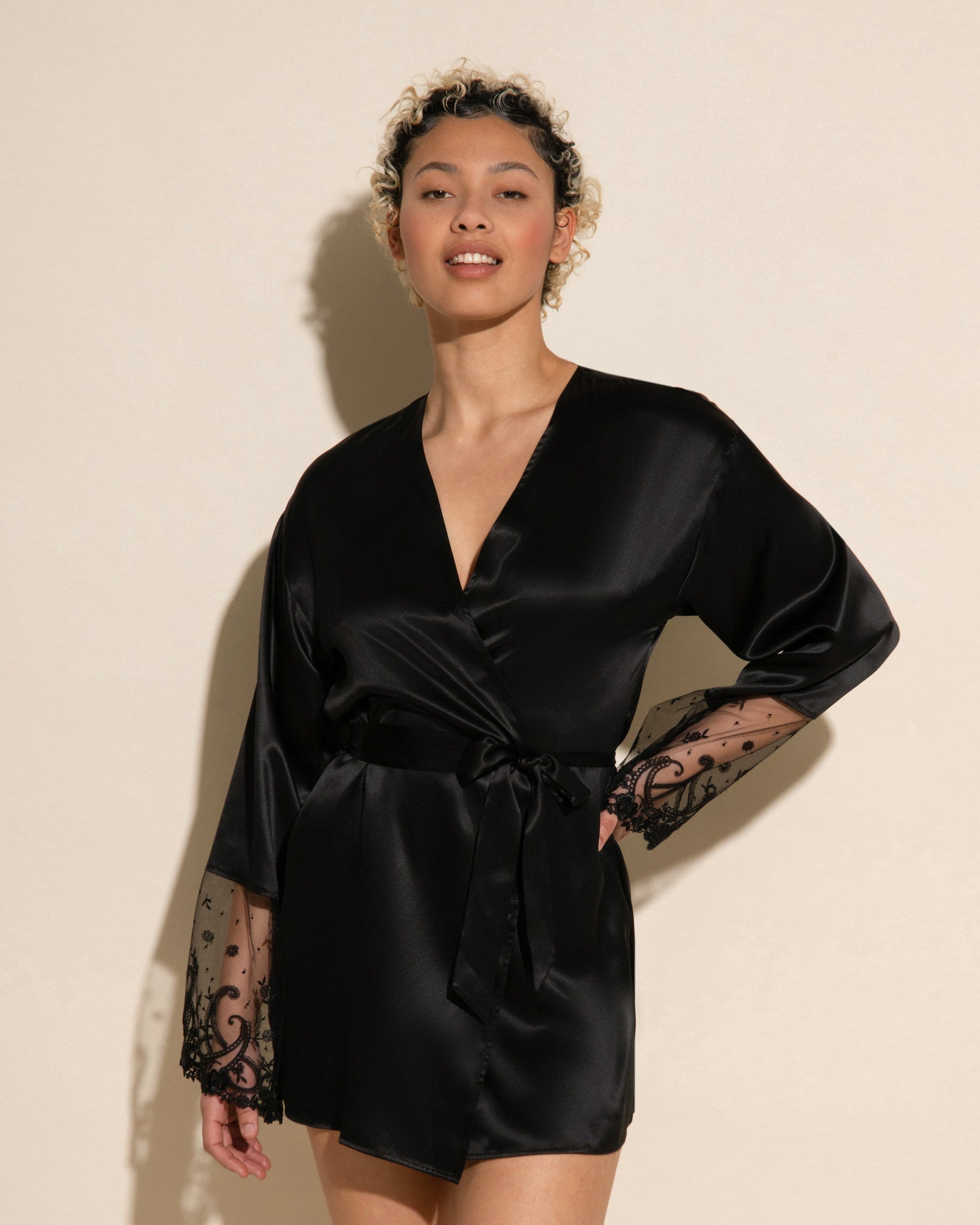 Black Robe - Sanika Silk Robe