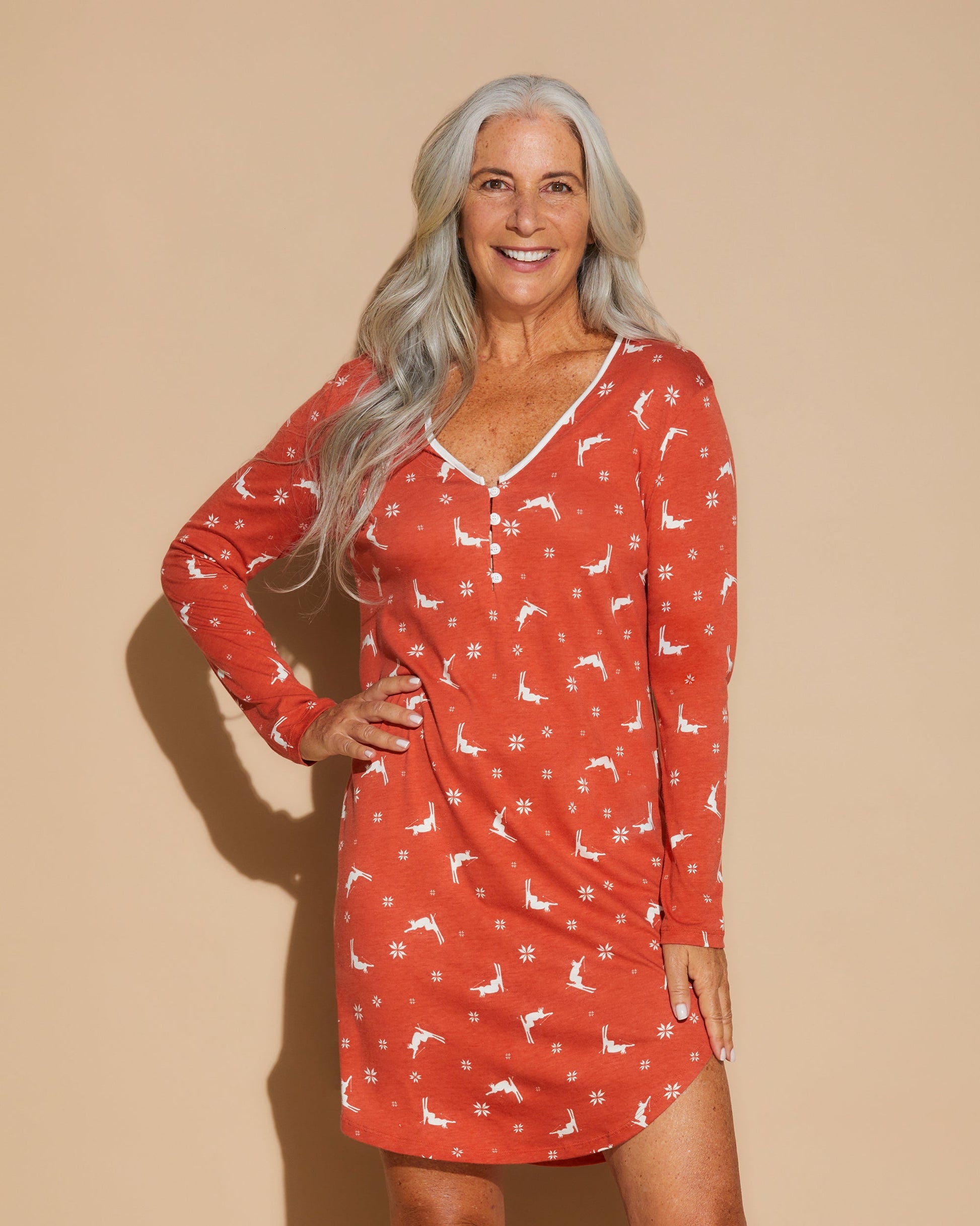 Print Top - Ski Trip Long Sleeve Sleepshirt